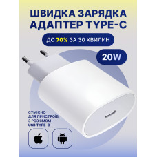 Мережевий зарядний пристрій для Apple 20W USB-C Port Power Adapter Foxconn зі швидкою зарядкою