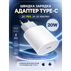 Мережевий зарядний пристрій для Apple 20W USB-C Port Power Adapter Foxconn зі швидкою зарядкою