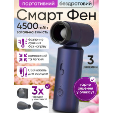 Бездротовий портативний смарт фен з акумулятором 4500mAh 55w c зарядкою від USB (Королівський Синій)