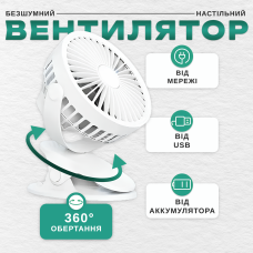 Переносний usb вентилятор Andowl Q-F106 на прищіпці та акумуляторі міні кондиціонер з прищіпкою білий