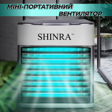Портативний настільний міні кондиціонер Shinra зволожувач повітря та портативний вентилятор з підсвічуванням 2в1 економний настільний охолоджувач робота від usb