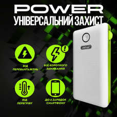 Повербанк умб 20000 mah з вбудованими кабелями micro usb type c lightning Andowl Q-T70Х1 павербанк для роутера телефону пристроїв powerbank зовнішній портативний акумулятор повербанки великої ємності біло зелений