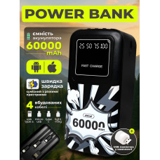 Повербанк умб 60000 mah QC 3.0 PD Andowl Q-CD212X1 чорний з ліхтариком дисплеєм для ноутбука телефону роутера зовнішній акумулятор великої ємності