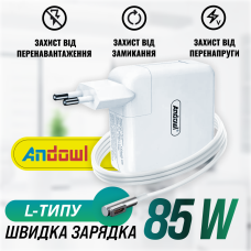 Блок Живлення Andowl Q-KC02X1 85W L-Type Швидка Високошвидкісна Зарядка MagSafe для MacBook Pro и Air