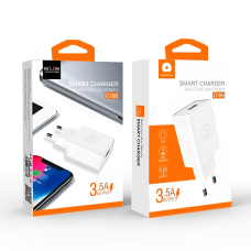 Адаптер швидка зарядка WUW C186 3.5A USB 18 ват для apple iphone android універсальний мережевий зарядний пристрій Fast Charge сумісність з айфон андроїд зарядний блок USB-A з функцією швидкої зарядки білий